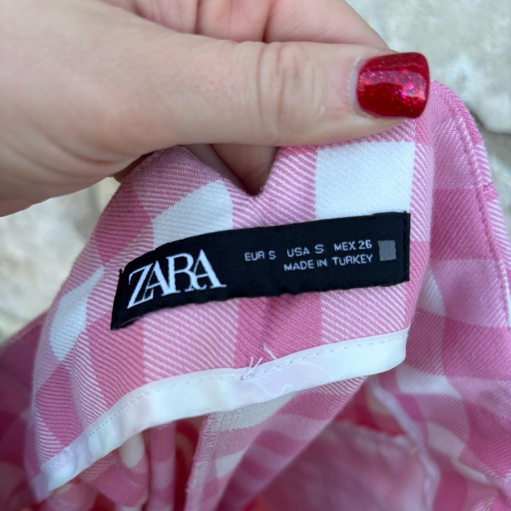 Zara pink plaid pants size us small - Picture 5 of 5
